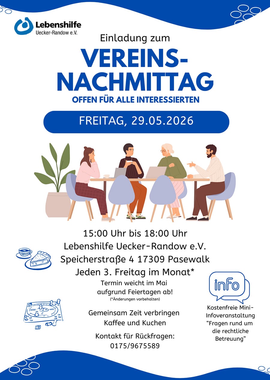 Veranstaltungsbild: Einladung zum Vereinsnachmittag