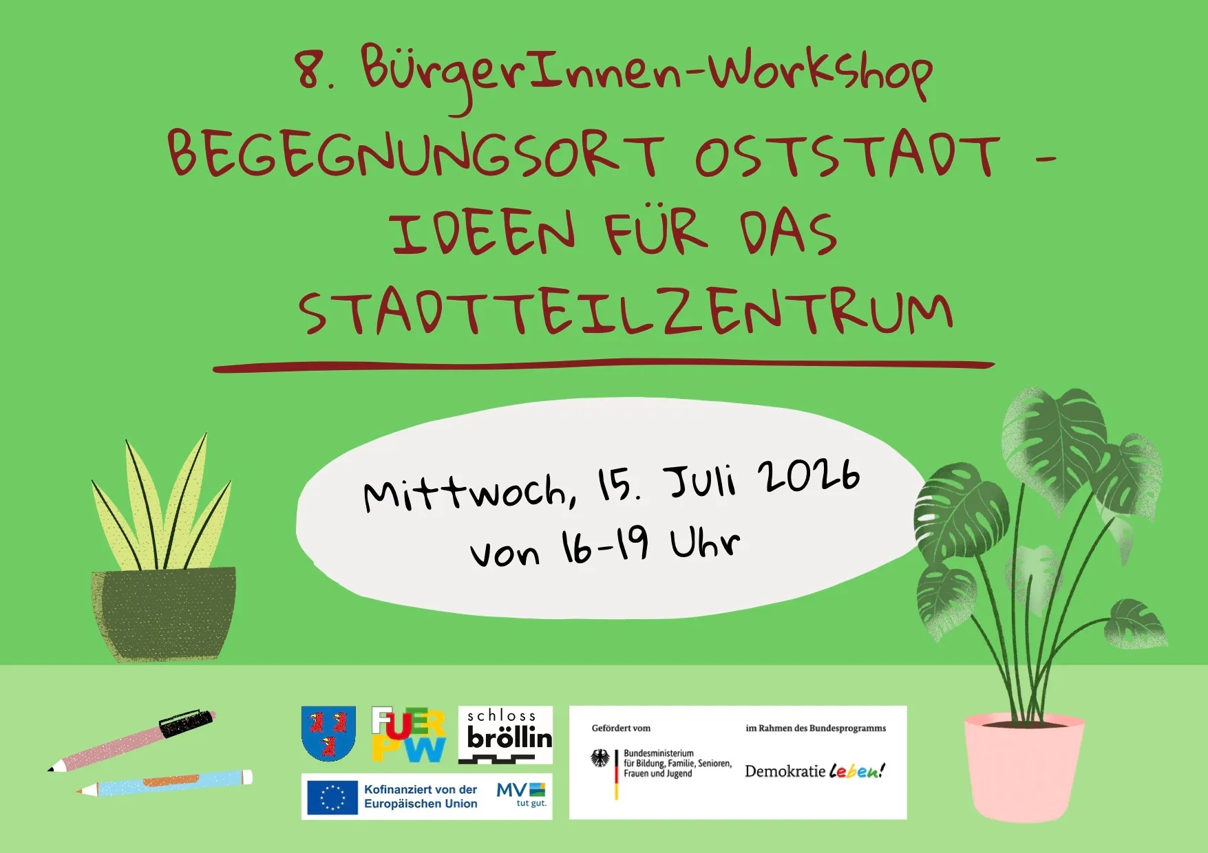 Veranstaltungsbild: 8. BürgerInnen-Workshop: Begegnungsort Oststadt - Ideen für das Stadtteilzentrum.