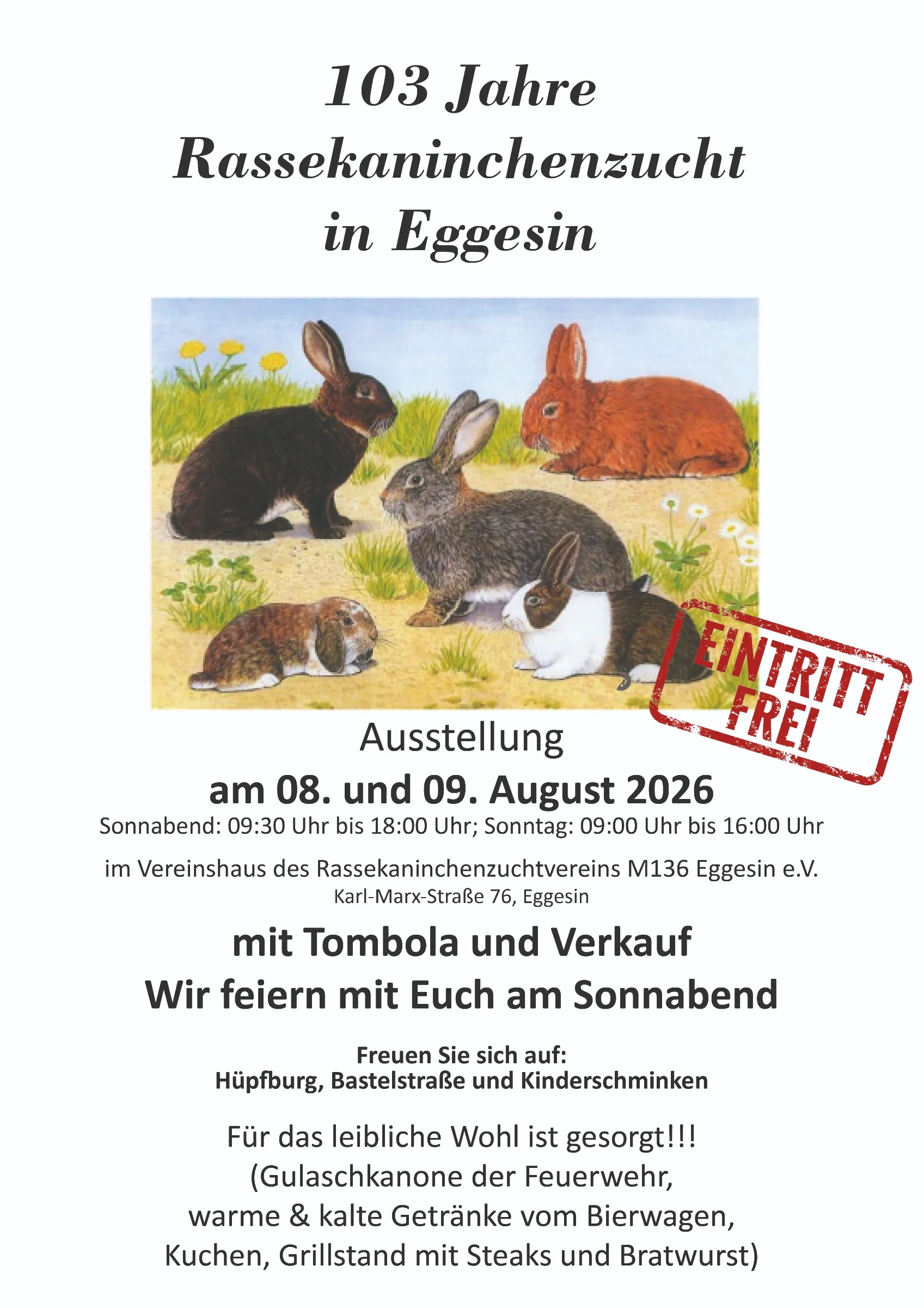 Veranstaltungsbild: 103 Jahre Rassekaninchenzucht in Eggesin