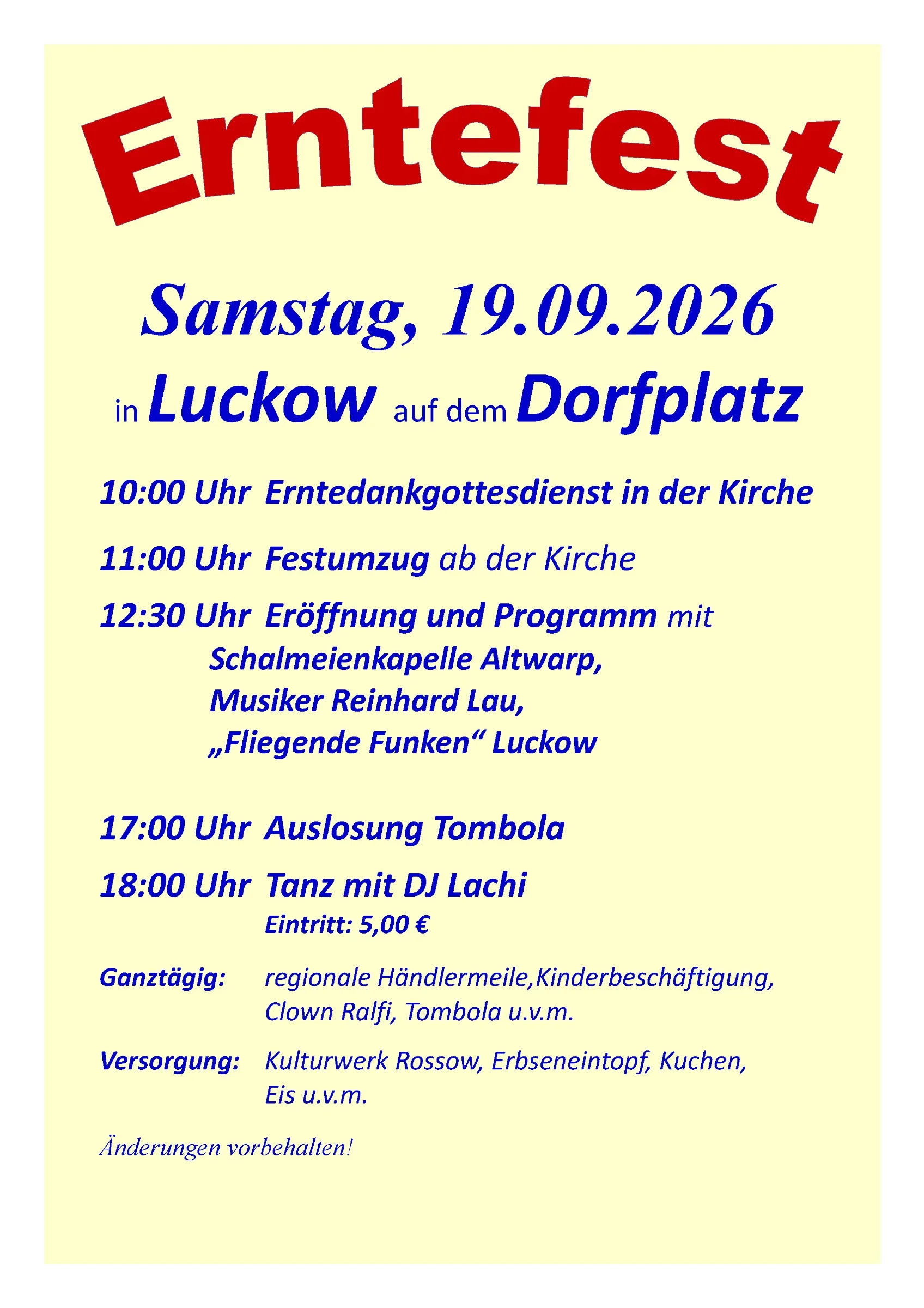 Veranstaltungsbild: Erntefest, Luckow