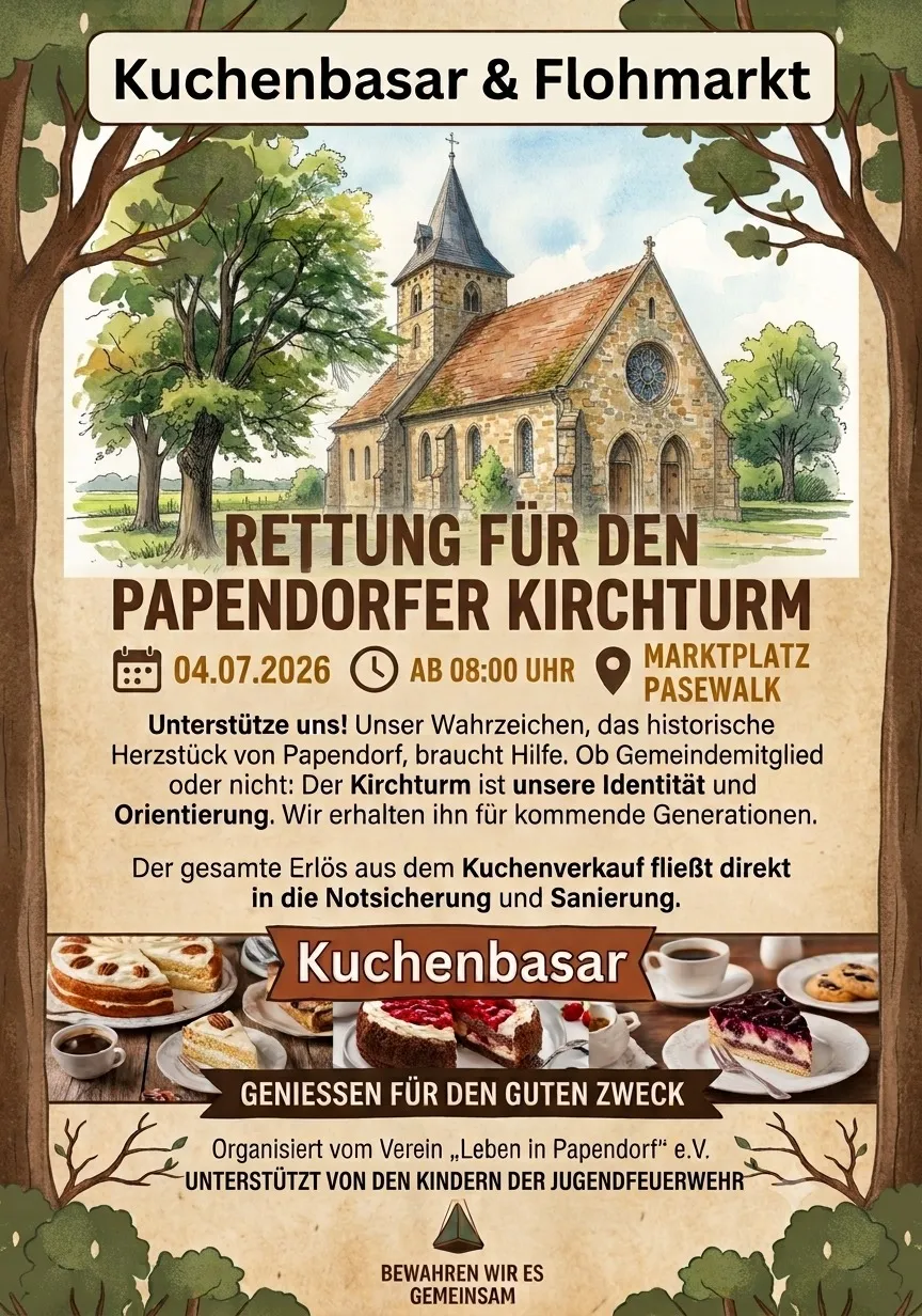 Veranstaltungsbild: Kuchenbasar & Flohmarkt Papendorf