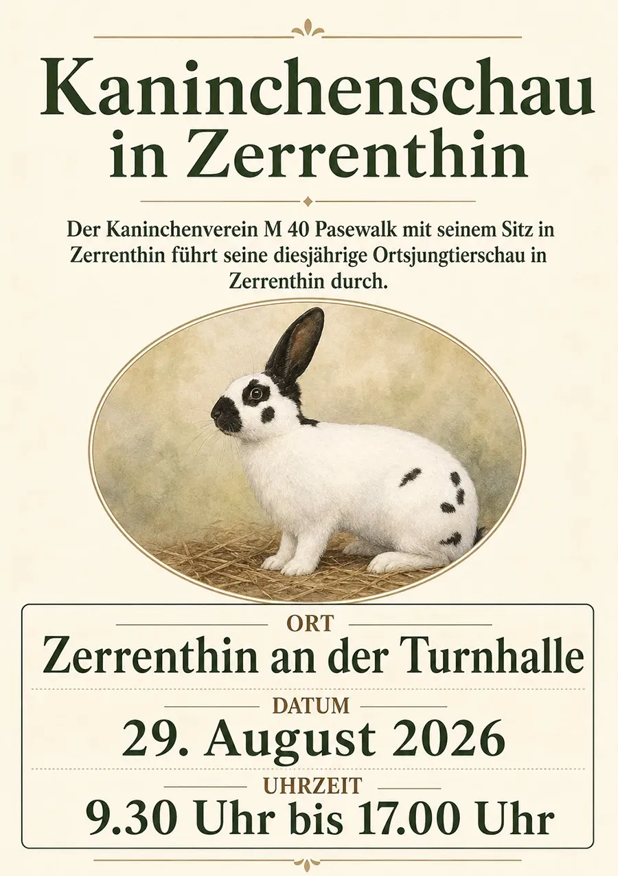 Veranstaltungsbild: Kaninchenschau in Zerrenthin