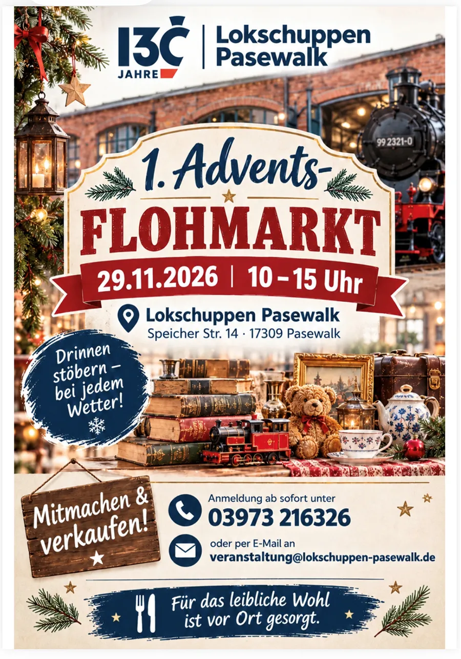 Veranstaltungsbild: 1. Advents-Flohmarkt am Lokschuppen