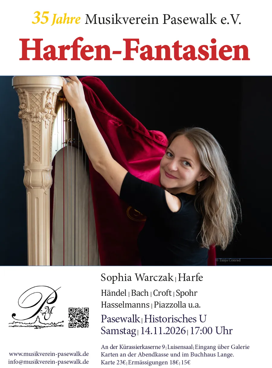 Veranstaltungsbild: Konzert des Musikvereins Pasewalk e. V. – Harfenmusik-Fantasien