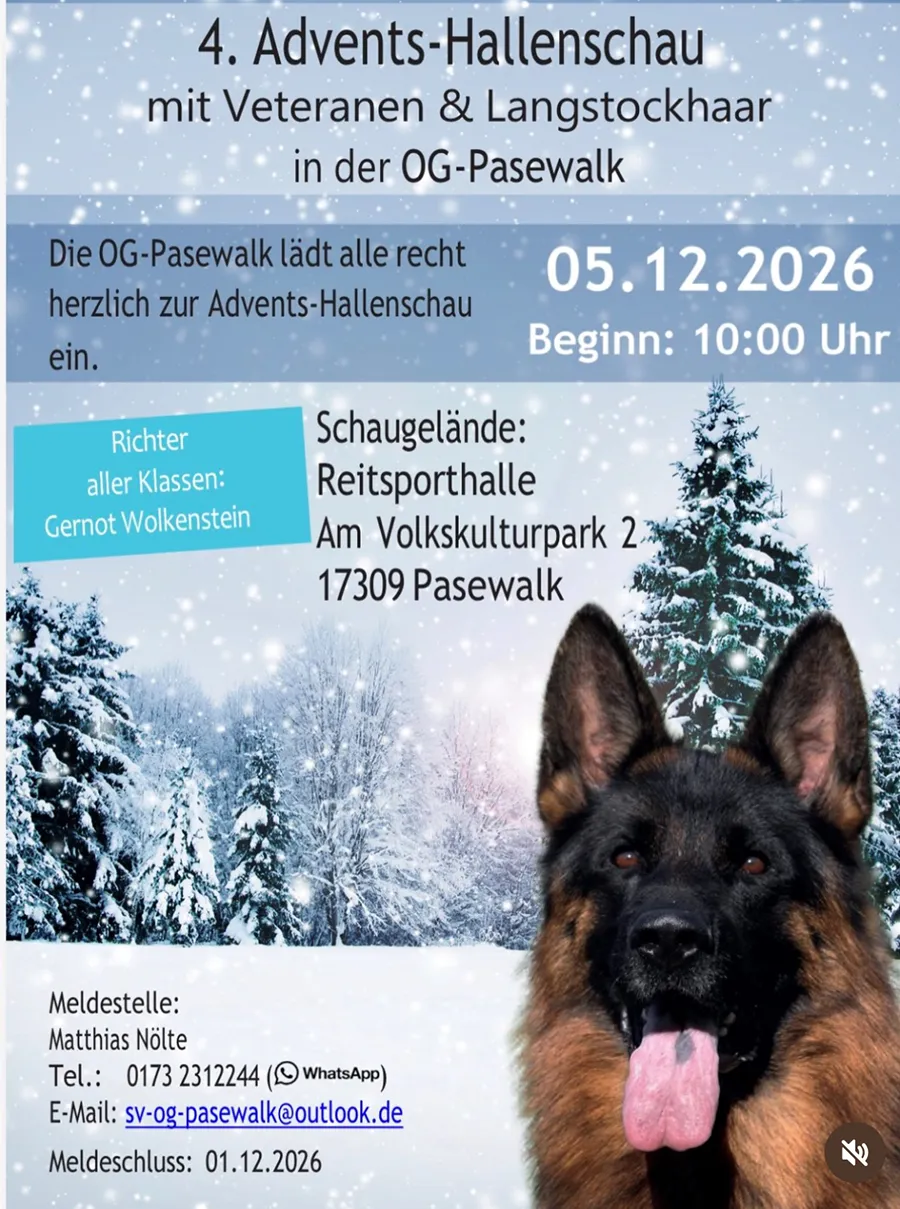 Veranstaltungsbild: 4. Advents-Hallenschau mit Veteranen & Langstockhaar
