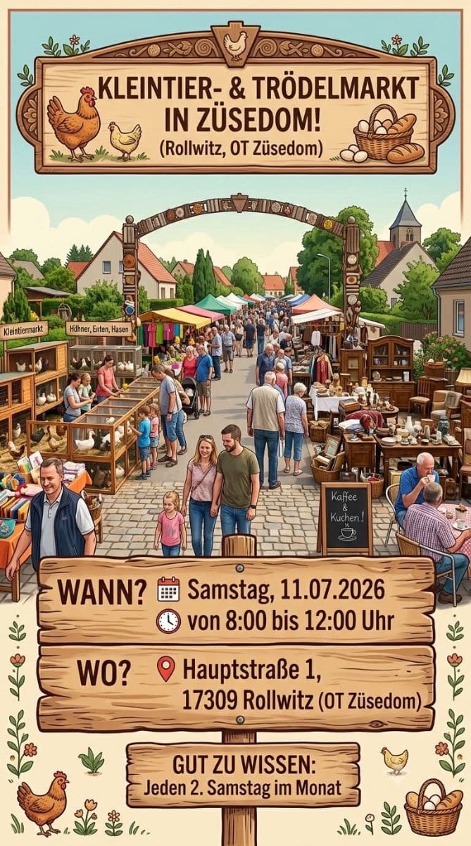 Veranstaltungsbild: Kleintier- & Trödelmarkt in Züsedom!