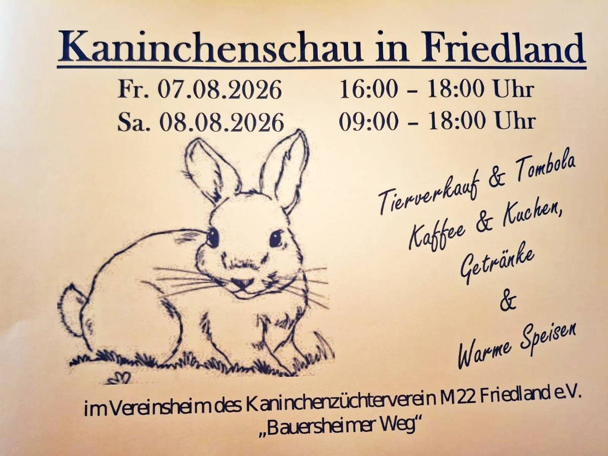 Veranstaltungsbild: Kaninchenschau in Friedland