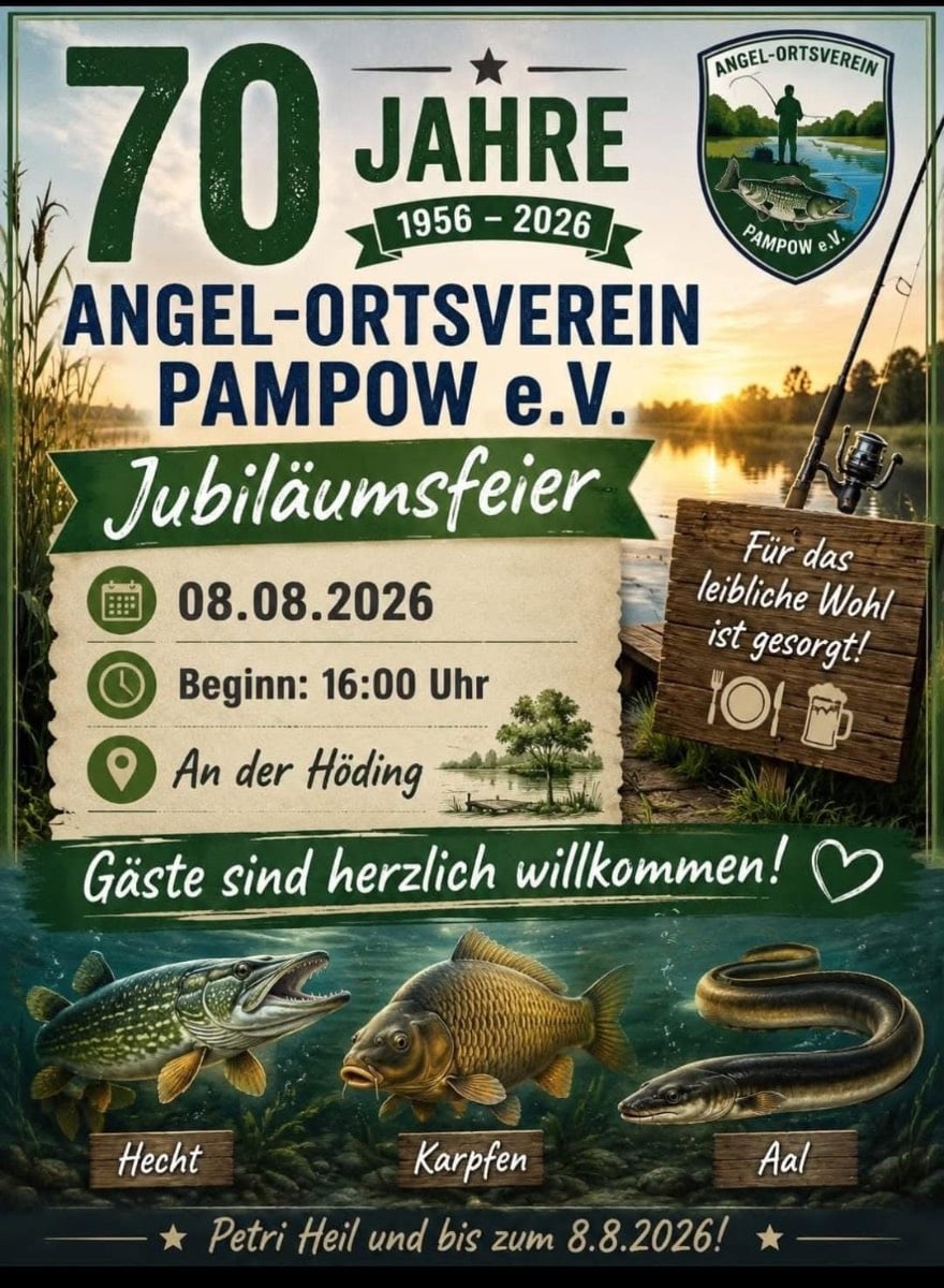 Veranstaltungsbild: 70 Jahre Jubiläumsfeier des Angel-Ortsvereins Pampow e.V.
